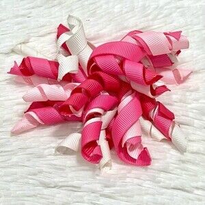 Hot Pink, Baby Pink & White Korker Ribbon Hair Bows
